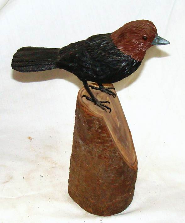 A black and brown bird statue

AI-generated content may be incorrect.