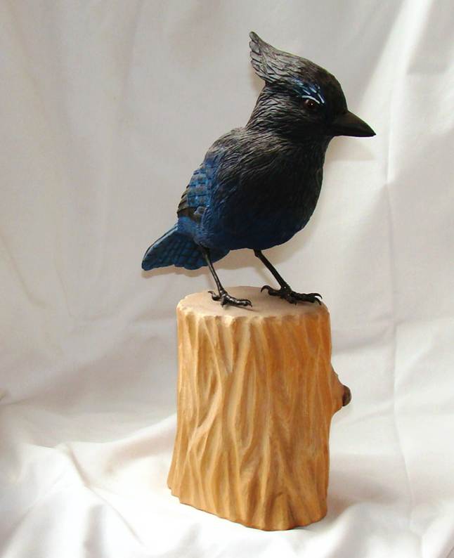 A bird statue on a stump

AI-generated content may be incorrect.