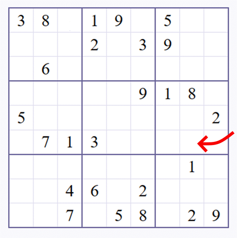 A grid with numbers and a red arrow

Description automatically generated