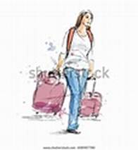 Colored Hand Sketch Woman Suitcase Vector Stock Vector ...