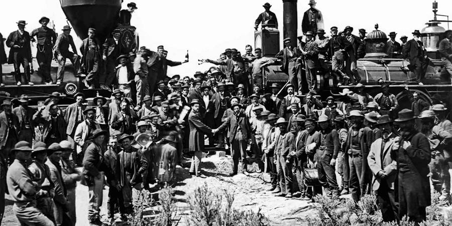 Transcontinental railroad completed, unifying United States | May 10 ...