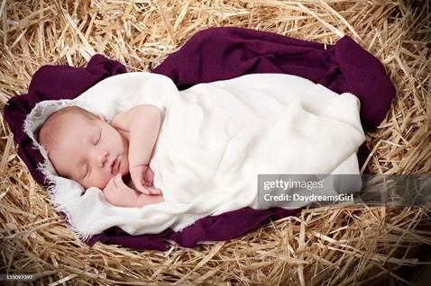 Nativity with Baby Sleeping in Manger