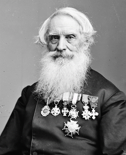 A person with a long beard and medals

AI-generated content may be incorrect.