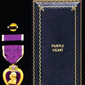 United States: Purple Heart Medal. Name engraved to Gene Salay